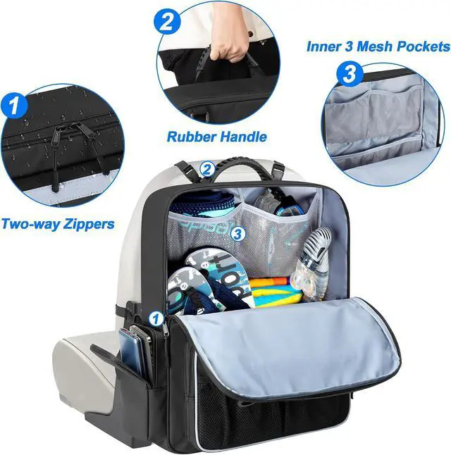 Alt view image 4 of 7 - Boat Organizers and Storage, Boat Back Seat Carrying Bag with Rubber Handle and Adjustable Back Belt, Multiple Pockets for Boat Accessories, Black