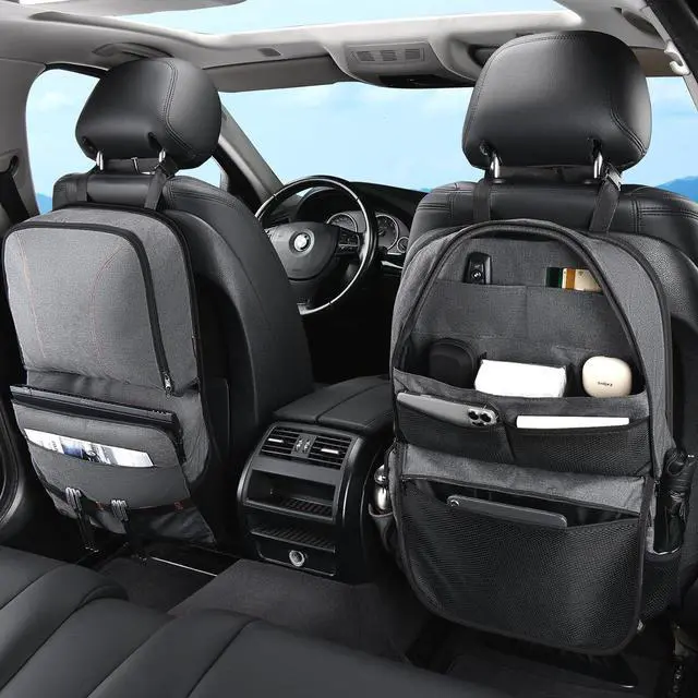 Main image of Backseat Car Organizer 2 Packs, Heavy-Duty Durable Dual-Way Use Car Back Seat Organizer Waterproof with Multi Pockets, Zipper Closure Design, Protect Valuables from Spills, Keeps Car Tidy