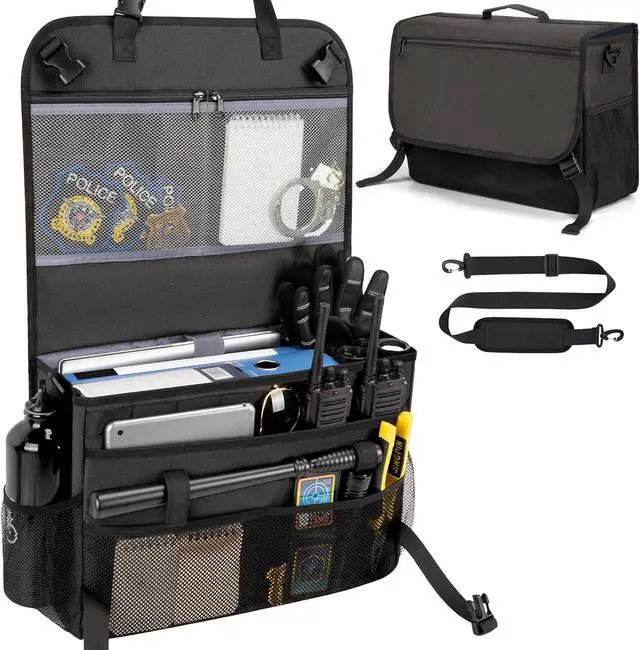 Main image of Patrol Bag Law Enforcement, Car Front Seat Organizer, Police Duty Bag for Police Gear with 15.6" Laptop Storage, Molle Webbing, Multiple Compartment, Adjustable Straps