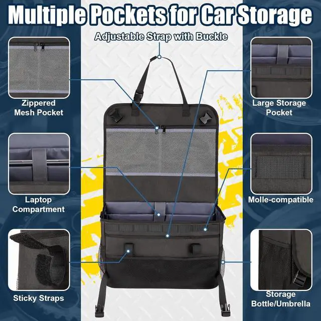 Alt view image 2 of 7 - Patrol Bag Law Enforcement, Car Front Seat Organizer, Police Duty Bag for Police Gear with 15.6" Laptop Storage, Molle Webbing, Multiple Compartment, Adjustable Straps