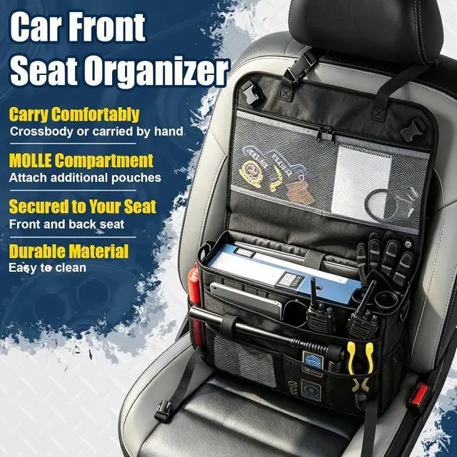 Alt view image 5 of 7 - Patrol Bag Law Enforcement, Car Front Seat Organizer, Police Duty Bag for Police Gear with 15.6" Laptop Storage, Molle Webbing, Multiple Compartment, Adjustable Straps