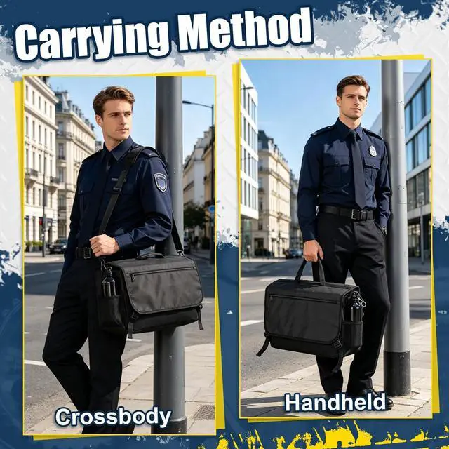 Alt view image 6 of 7 - Patrol Bag Law Enforcement, Car Front Seat Organizer, Police Duty Bag for Police Gear with 15.6" Laptop Storage, Molle Webbing, Multiple Compartment, Adjustable Straps