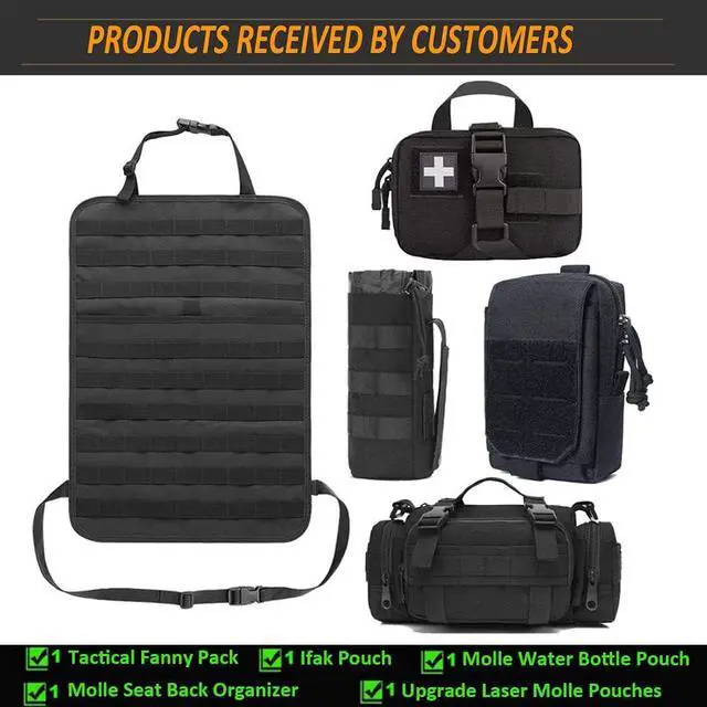 Alt view image 3 of 7 - Molle Seat Back Organizer, Tactical Seat Covers with Pouches, Molle Tactical Vehicle Organizers Panel Car Seat Covers Protector for Truck