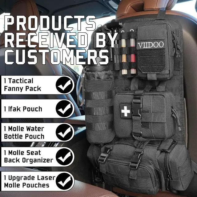 Alt view image 4 of 7 - Molle Seat Back Organizer, Tactical Seat Covers with Pouches, Molle Tactical Vehicle Organizers Panel Car Seat Covers Protector for Truck