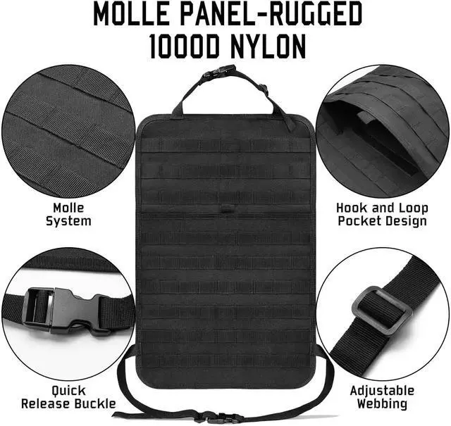 Alt view image 7 of 7 - Molle Seat Back Organizer, Tactical Seat Covers with Pouches, Molle Tactical Vehicle Organizers Panel Car Seat Covers Protector for Truck