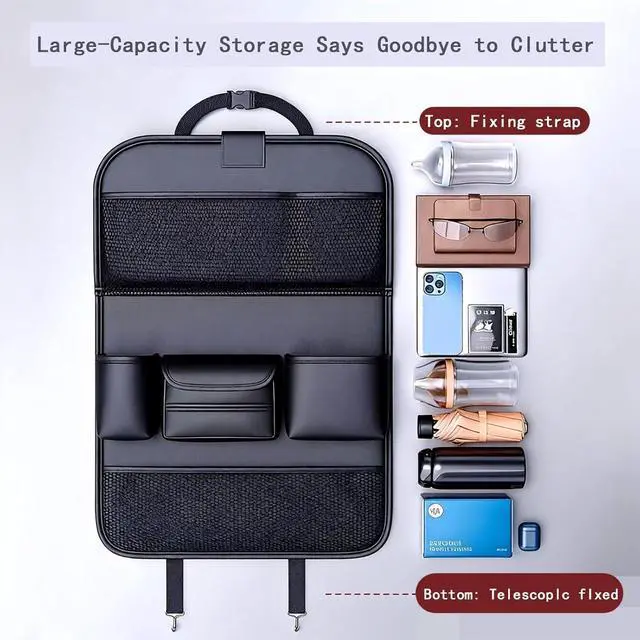 Alt view image 5 of 7 - 2 Pack - Back Seat Car Organizer, Car Organizerr, Back Seat Organizer, Seat Organizer, Car Organizer and Storage Box, Back of Seat Car Organizer, Seat Back Organizer.