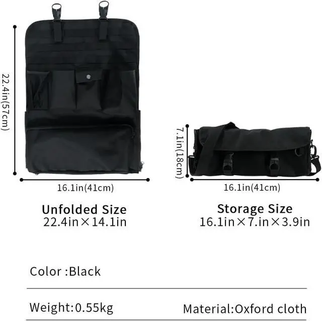 Alt view image 3 of 6 - Car Seat Organizer,Multifunctional Tactical Car Seat Back Storage Pocket with Molle Pouch,Universal Fits for SUV,F150,Car Truck for Road Trips (1, Black)