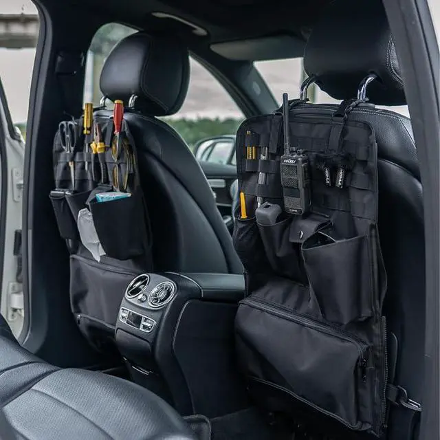 Alt view image 4 of 6 - Car Seat Organizer,Multifunctional Tactical Car Seat Back Storage Pocket with Molle Pouch,Universal Fits for SUV,F150,Car Truck for Road Trips (1, Black)