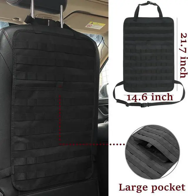 Alt view image 4 of 6 - 6 Pack Tactical Molle Car Seat Back Organizer,Backseat Organizer for Man | Tactical Vehicle Panel Organizer with 5 Detachable Molle Pouch,US Flag Patch and Keychain,Great Trunk Accessories