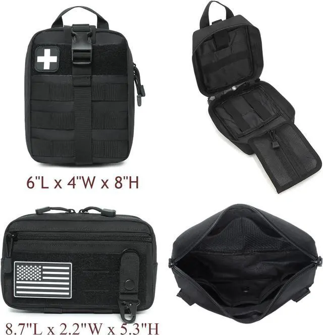 Alt view image 5 of 6 - 6 Pack Tactical Molle Car Seat Back Organizer,Backseat Organizer for Man | Tactical Vehicle Panel Organizer with 5 Detachable Molle Pouch,US Flag Patch and Keychain,Great Trunk Accessories