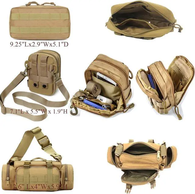 Alt view image 6 of 6 - 6 Pack Tactical Molle Car Seat Back Organizer,Backseat Organizer for Man | Tactical Vehicle Panel Organizer with 5 Detachable Molle Pouch,US Flag Patch and Keychain,Great Trunk Accessories