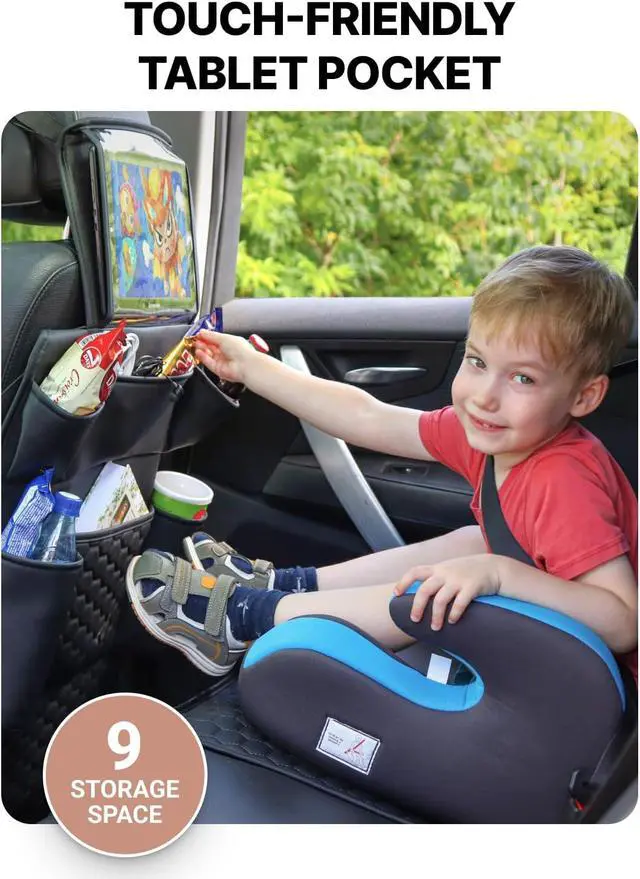 Alt view image 2 of 7 - Back of Seat Organizer for Kids with Transparent Tablet Pocket & 8 Compartments | 27.5"x18.5" | Black Travel Accessory for SUV, Truck, Sedan, Van, Jeep