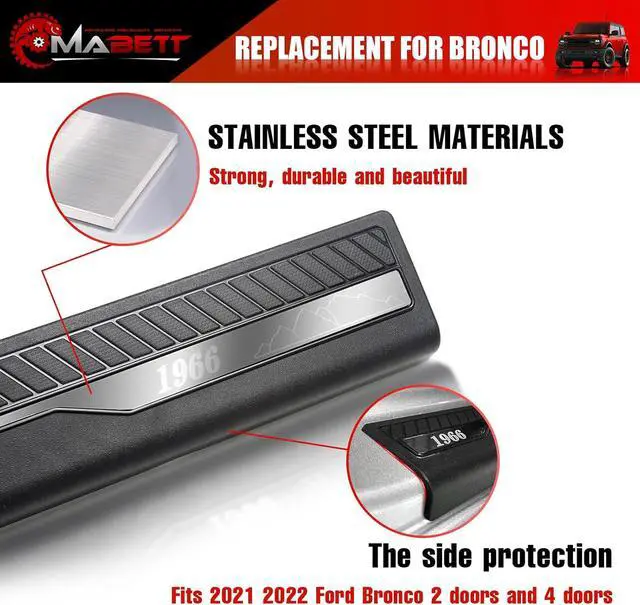 Alt view image 5 of 6 - Door Edge Guards for Ford Bronco Accessories 2026 2021-2025 4 Door, Bronco Door Sill Protectors with 1966 Pattern