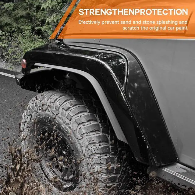Alt view image 4 of 7 - Front & Rear Fender Liner Fender Trim Extension Protector Compatible with 2007-2018 Jeep Wrangler JK JKU