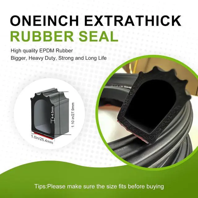 Alt view image 2 of 6 - D Shaped Weather Stripping Door Seal, 1" RV Slide Out Seal Self-Adhesive EPDM Rubber, Heavy Duty Rubber Door Seal Weather Stripping for RV, Truck, Boat, Car, Accessories (19.5 Feet)
