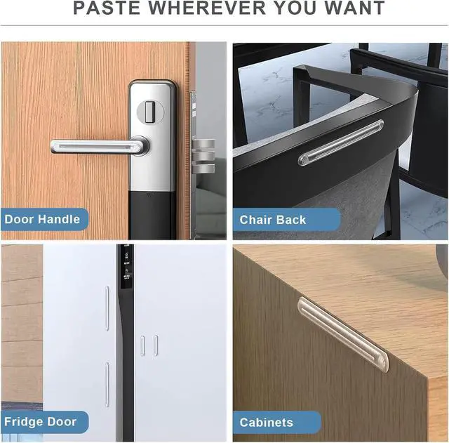 Alt view image 5 of 7 - Clear Furniture Bumpers 18-Pack (18 Long) - Adhesive Backed Silicone Rubber Wall Protector Pads for Chair, Cabinet, Shower Door, Drawer, Toilet Lid, Car Door Guard