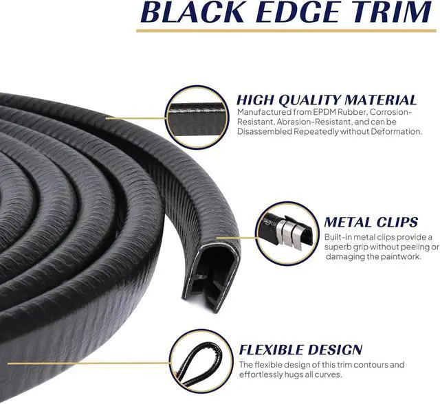 Alt view image 3 of 7 - 25Feet Edge Trim Rubber U Channel Strip with Metal Car Door Edge Protector Fit Gap 3/64inchto 1/4inch, Automotive Door Seal Strip Trim Black,1/2inch X 3/8inch