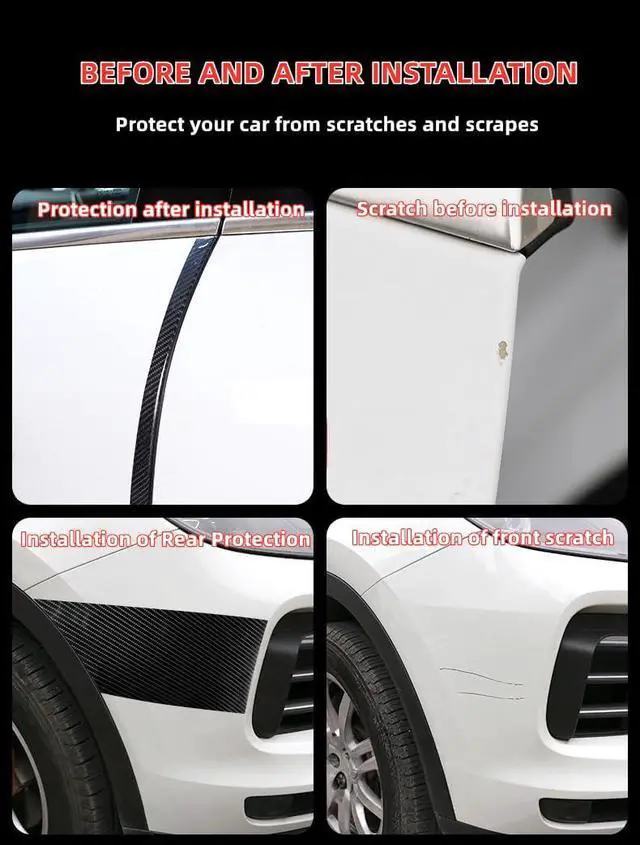 Alt view image 5 of 7 - Car Door Edge Guards Door Sill Protector Anti-Scratch Anti-Collision Car Anti Scratch Plate Protective Strip Rear Bumper,Suitable for Most car Accessories (Carbon Fiber Pattern, 3.94in*33ft)
