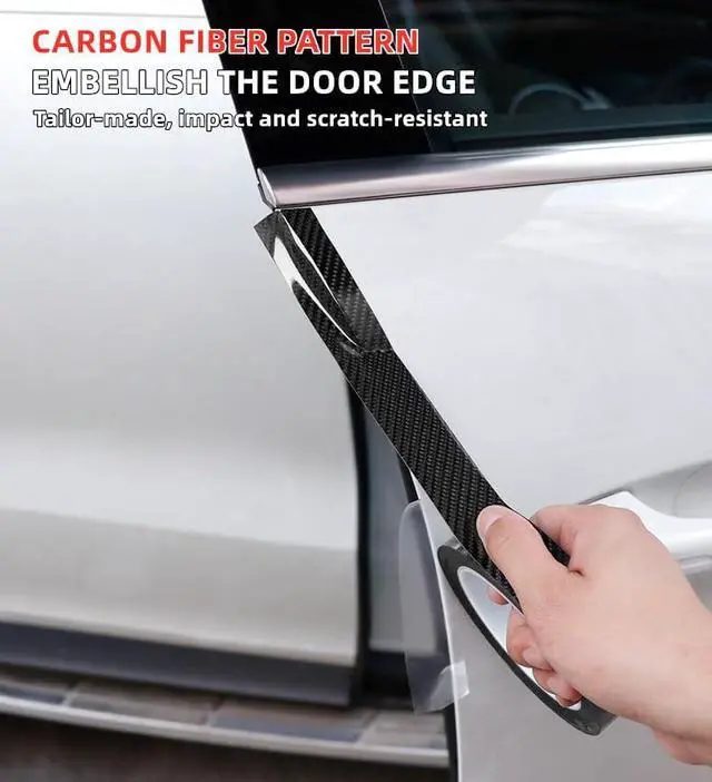 Alt view image 6 of 7 - Car Door Edge Guards Door Sill Protector Anti-Scratch Anti-Collision Car Anti Scratch Plate Protective Strip Rear Bumper,Suitable for Most car Accessories (Carbon Fiber Pattern, 3.94in*33ft)