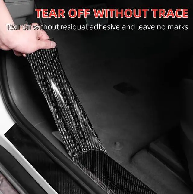 Alt view image 4 of 7 - Car Door Edge Guards Door Sill Protector Anti-Scratch Anti-Collision Car Anti Scratch Plate Protective Strip Rear Bumper,Suitable for Most car Accessories (Carbon Fiber Pattern, 3.94in*33ft)