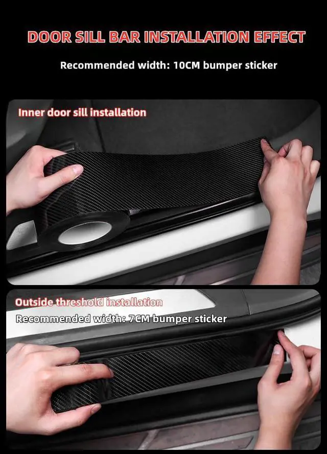 Alt view image 7 of 7 - Car Door Edge Guards Door Sill Protector Anti-Scratch Anti-Collision Car Anti Scratch Plate Protective Strip Rear Bumper,Suitable for Most car Accessories (Carbon Fiber Pattern, 3.94in*33ft)