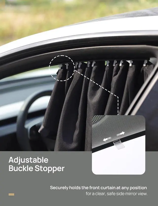 Alt view image 3 of 7 - Side Window Sun Shade Curtains for Tesla Model 3 2026-2018 AllModels | 4-piece blackout sun shades provide privacy and heat protection while fitting front and rear side windows for Tesla Model 3
