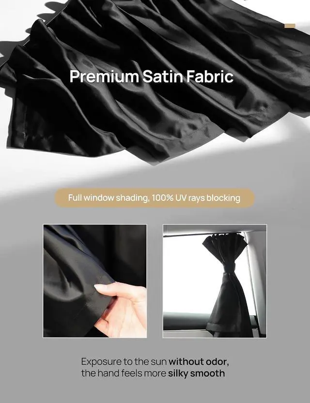 Alt view image 5 of 7 - Side Window Sun Shade Curtains for Tesla Model 3 2026-2018 AllModels | 4-piece blackout sun shades provide privacy and heat protection while fitting front and rear side windows for Tesla Model 3