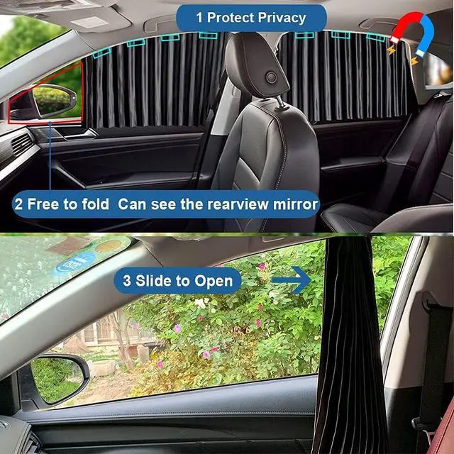Alt view image 3 of 7 - Car Window Shades 4pcs - Side Window Sun Shades, Silky UV Protection Privacy Baby Suction Magnetic (Black-Opaque, Front&Back 4pcs)