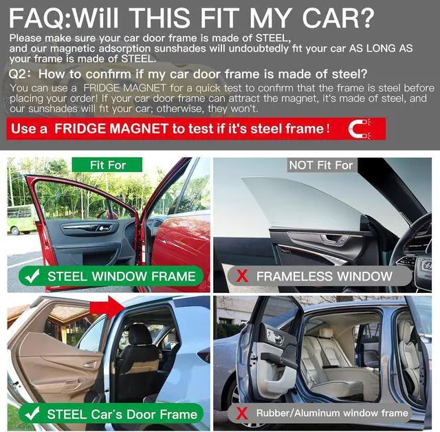 Alt view image 4 of 7 - Car Window Shades 4pcs - Side Window Sun Shades, Silky UV Protection Privacy Baby Suction Magnetic (Black-Opaque, Front&Back 4pcs)