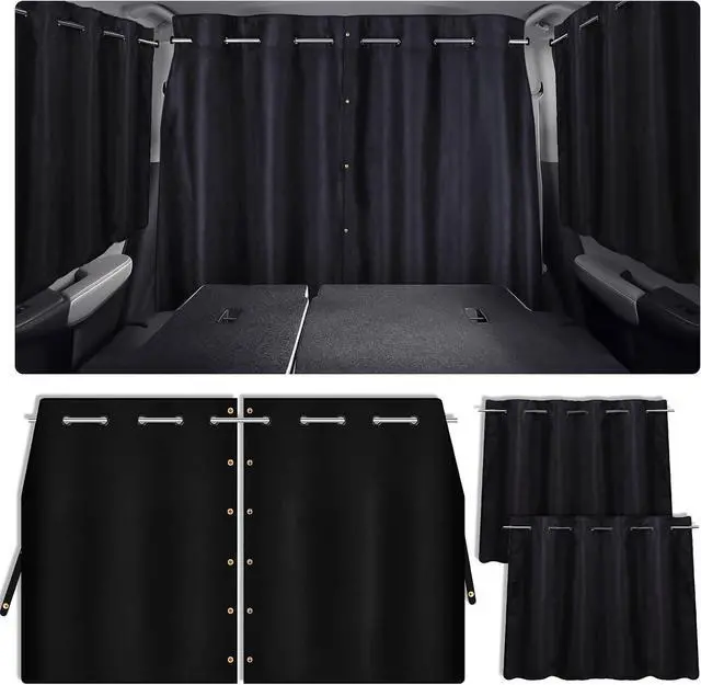 Main image of Car Window Shades with Rods Set of 3, Car Shades for Back Windows Baby & Privacy Blackout Car Divider Curtain Opaque Suede Totally Blackout Length Adjustable for Most Car SUV Truck Van MPV