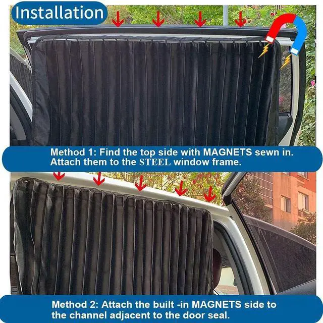 Alt view image 7 of 7 - Car Window Shades 4pcs - Side Window Sun Shades, Silky UV Protection Privacy Baby Suction Magnetic (Black-Opaque, Front&Back 4pcs)