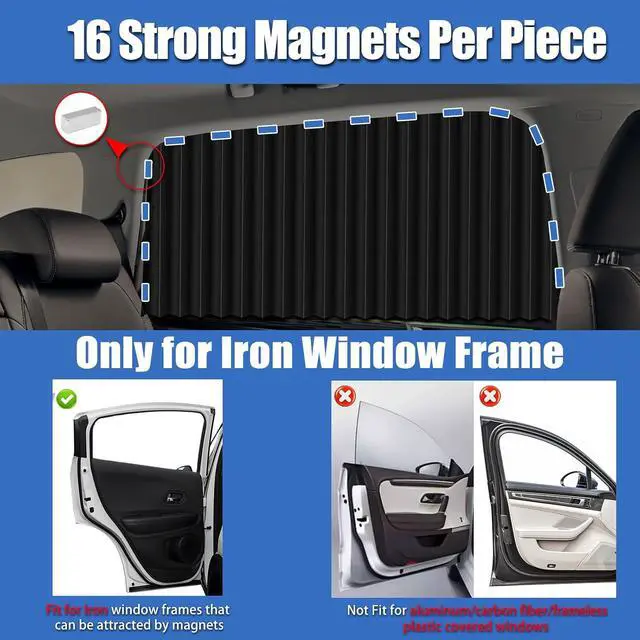 Alt view image 2 of 7 - Magnetic Car Window Curtains, 99% UV Blackout Privacy Shades | Blocks 99% UV glare to keep your car cool. Ideal for breastfeeding, baby naps, van camping, or private work breaks