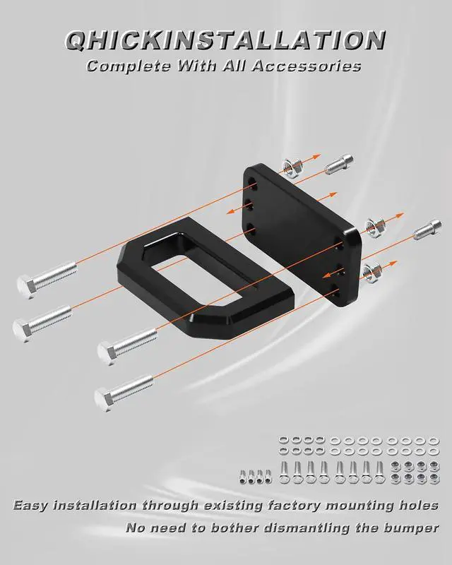 Alt view image 4 of 6 - Front Tow Hooks, D-Ring Shackle Compatible with 2003-2018 Ram 2500 3500 2WD & 4WD - Replace OEM 68171791AA, 52020587AB (Black)