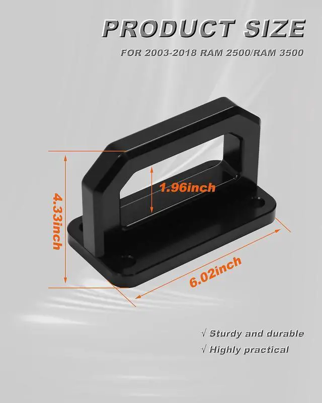 Alt view image 5 of 6 - Front Tow Hooks, D-Ring Shackle Compatible with 2003-2018 Ram 2500 3500 2WD & 4WD - Replace OEM 68171791AA, 52020587AB (Black)