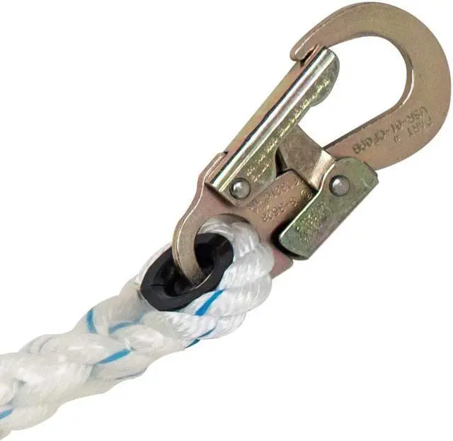 Alt view image 2 of 4 - 5/8" x 75' with Steel Snaphook Ends and Thimble Ends Polyester Composite Vertical Lifeline Rope, Great As Safety Line/Safety Rope for Anchorage Points/Roof Anchoring