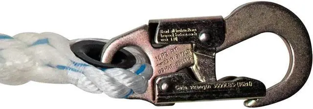 Alt view image 3 of 4 - 5/8" x 75' with Steel Snaphook Ends and Thimble Ends Polyester Composite Vertical Lifeline Rope, Great As Safety Line/Safety Rope for Anchorage Points/Roof Anchoring