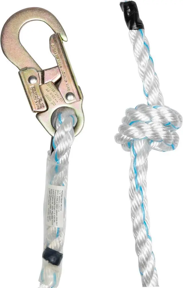 Alt view image 4 of 4 - 5/8" x 75' with Steel Snaphook Ends and Thimble Ends Polyester Composite Vertical Lifeline Rope, Great As Safety Line/Safety Rope for Anchorage Points/Roof Anchoring
