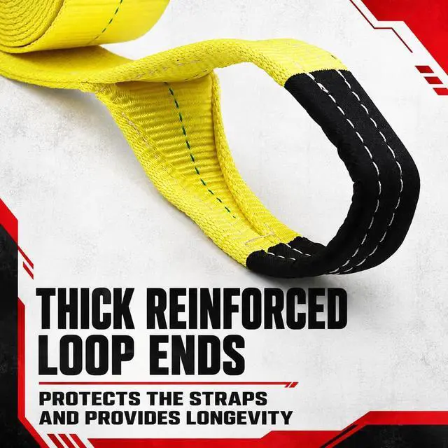 Alt view image 4 of 6 - Tool BXT Recovery Tow Straps 6" X 30' - 48,000LBS - Heavy Duty Reinforced Loops Emergency Off Road Towing Rope and Winch Extension - Box Truck - Commercial Vehicle - Off Road