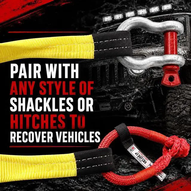 Alt view image 5 of 6 - Tool BXT Recovery Tow Straps 6" X 30' - 48,000LBS - Heavy Duty Reinforced Loops Emergency Off Road Towing Rope and Winch Extension - Box Truck - Commercial Vehicle - Off Road