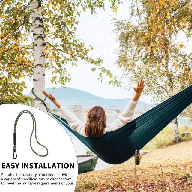 Alt view image 4 of 7 - Heavy Duty Tree Swing Ropes, Hammock Tree Straps Hanging Kit, for Outdoor Swings Hammock Playground Set Accessories (6.75ft,81",Green,2Pack)