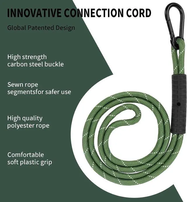 Alt view image 5 of 7 - Heavy Duty Tree Swing Ropes, Hammock Tree Straps Hanging Kit, for Outdoor Swings Hammock Playground Set Accessories (6.75ft,81",Green,2Pack)