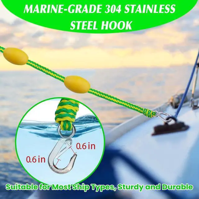 Alt view image 6 of 6 - 60FT Floating Boat Tow Rope for Tubing, Fits 1-6 Person Towable Tubes, Heavy-Duty Boat Tube Rope with 9pcs Yellow Floats and Stainless Steel Hook for Watersports