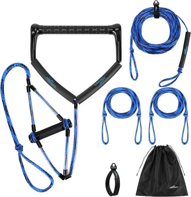 Main image of Wakeboard Rope 75 Feet Water Ski Rope with Handle Ski Ropes for Watersports, Ski Tow Rope for Tubing 4 Sections Tube Tow Rope for Watersports, Storage Bag Included
