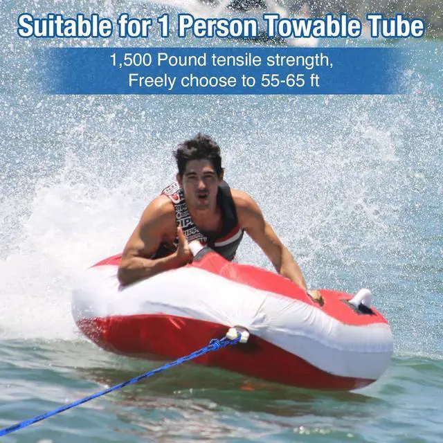 Alt view image 5 of 7 - Wakeboard Rope 75 Feet Water Ski Rope with Handle Ski Ropes for Watersports, Ski Tow Rope for Tubing 4 Sections Tube Tow Rope for Watersports, Storage Bag Included