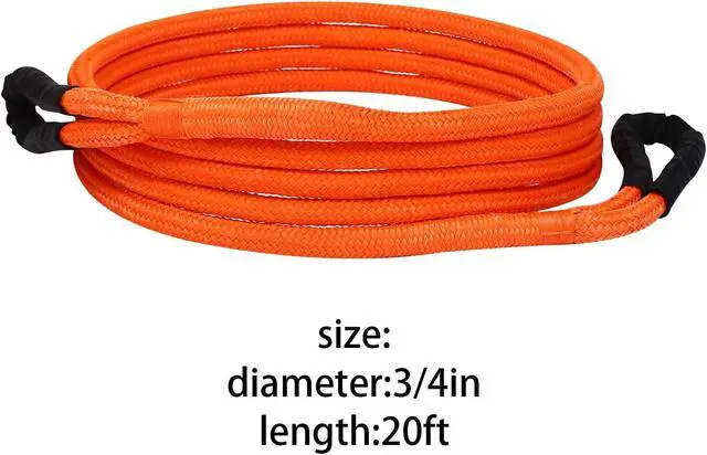 Alt view image 3 of 7 - 3/4" x 20ft Kinetic Recovery Tow Rope (MBS-30,580Lbs), Heavy Duty Offroad Recovery Rope with 2 Soft Shackles, Offroad Towing Straps Kit for Truck ATV UTV SUV Jeep Car Tractor (1)