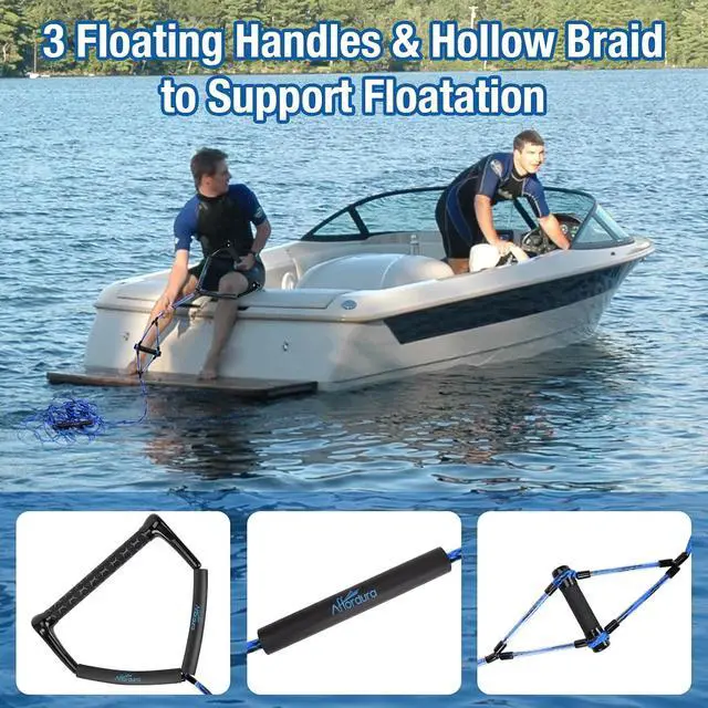 Alt view image 6 of 7 - Wakeboard Rope 75 Feet Water Ski Rope with Handle Ski Ropes for Watersports, Ski Tow Rope for Tubing 4 Sections Tube Tow Rope for Watersports, Storage Bag Included