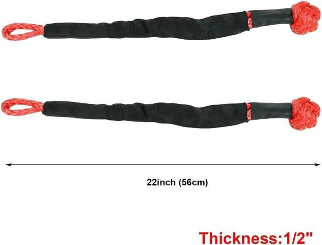 Alt view image 4 of 7 - Heavy Duty Recovery Kit, 3" x 30' 14000lbs Tow Strap with 1/2" Soft Shackle Rope Synthetic Tow Recovery Strap 38,000LBS + 8 Ton Recovery Pulley Winch Snatch Block (Red)