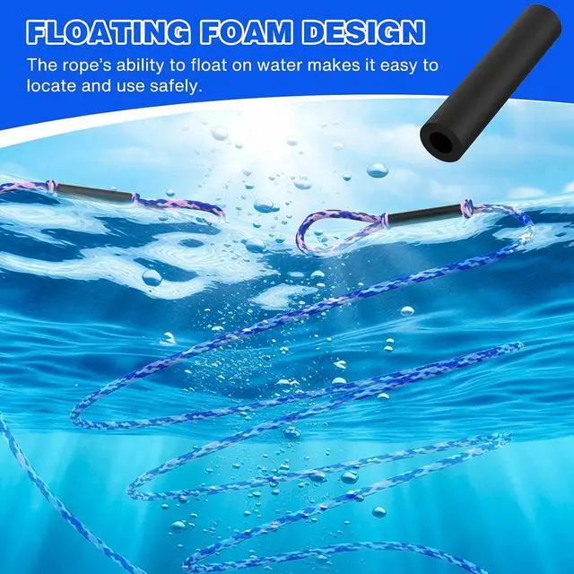 Alt view image 4 of 6 - 60FT 6K Boat Tow Rope for Tubing, 1-6 Riders Heavy Duty Floating Tube Tow Rope, Pull Rope for Towable Tubes & Water Sports