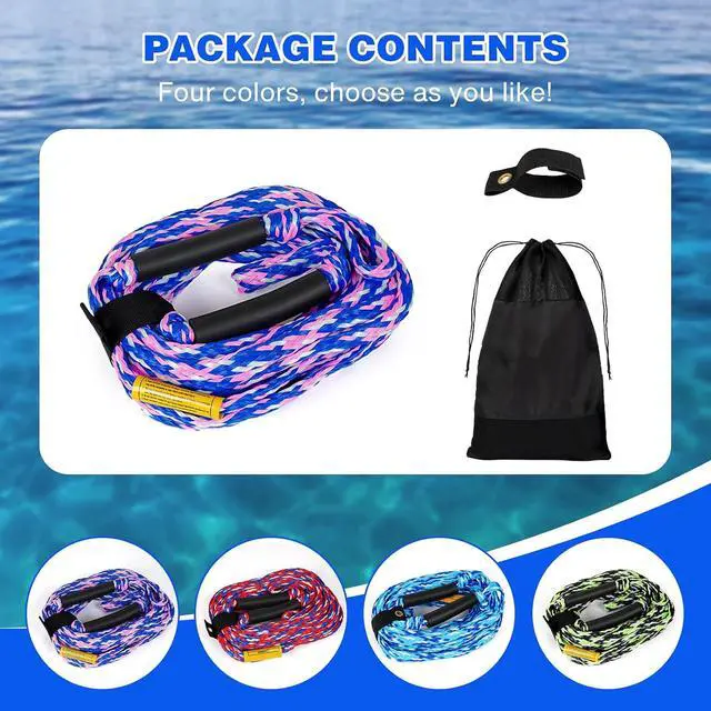 Alt view image 6 of 6 - 60FT 6K Boat Tow Rope for Tubing, 1-6 Riders Heavy Duty Floating Tube Tow Rope, Pull Rope for Towable Tubes & Water Sports