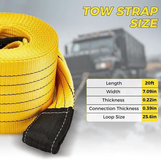 Alt view image 4 of 7 - Heavy Duty Recovery Tow Strap 20ft x 7.1 Inch - 90,000lbs Break Strength (50 US Tons),Tow Rope for Trucks, Jeeps, SUV, Tractor, Van, Bus, RV & Off-Road Vehicle Recovery